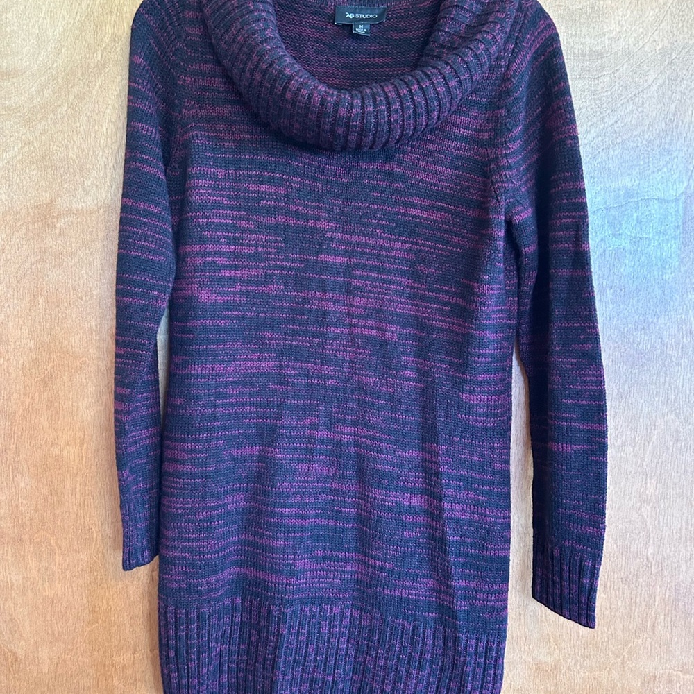 AB Studio Women’s Black and Burgundy Cowl Neck Sweater